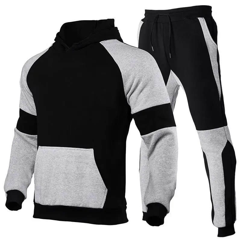 Low MOQ Wholesale Tapered Sweatsuit Color Block Stitching Flying Squirrel Suit Logo Jogging Suit