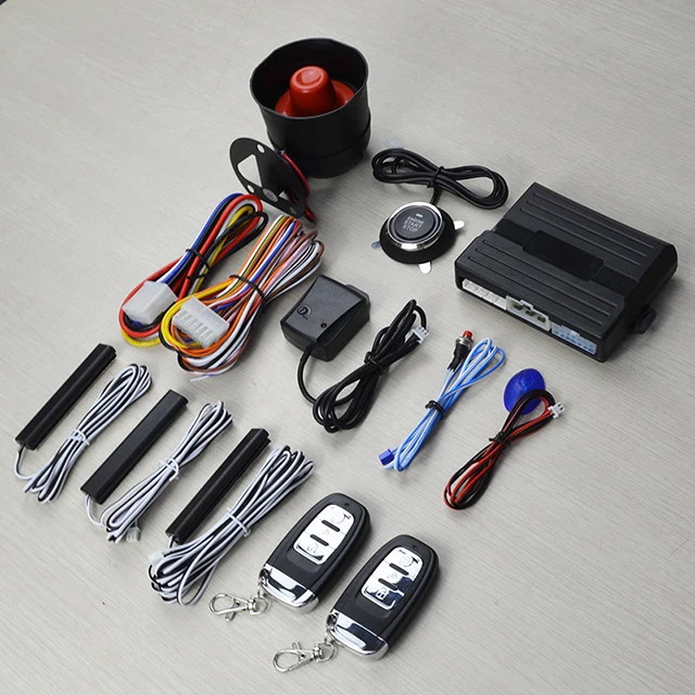 Remote control Button PKE car engine start stop system with siren and shock sensor
