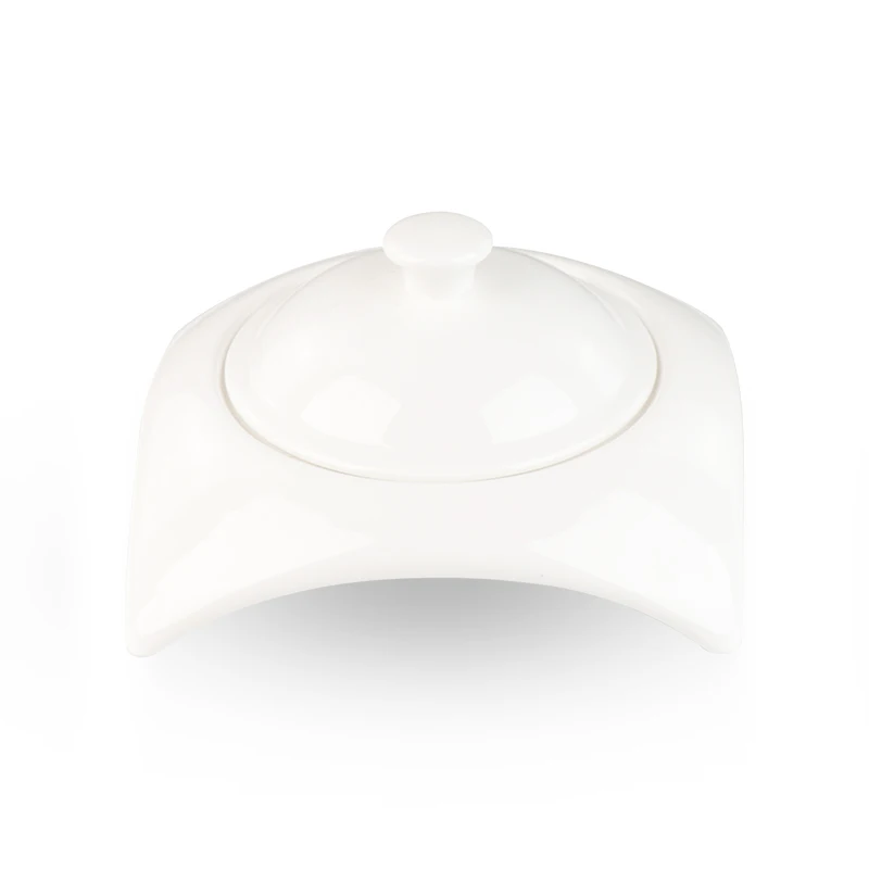 Ceramic porcelain 8 inch square single soup plate for hotel