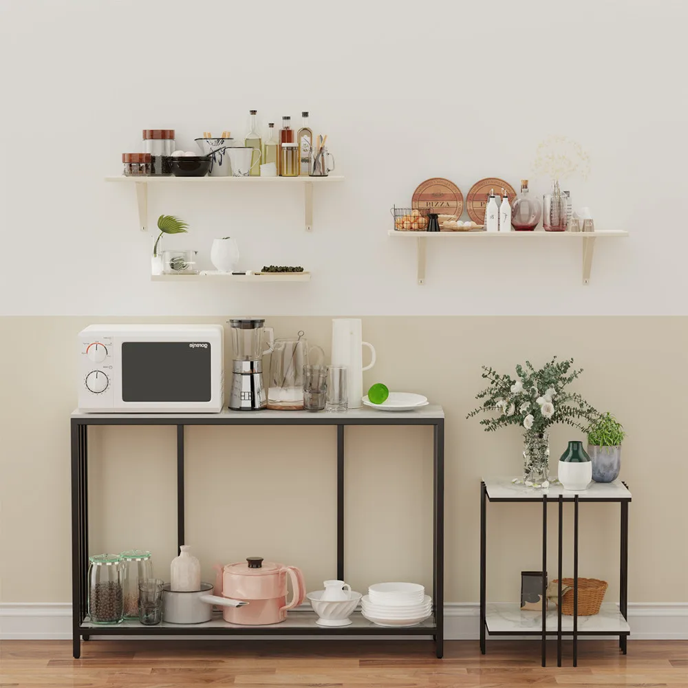 Extra Long Console Table 2 Tier Storage Capacity Slim Entryway Table Sofa Behind