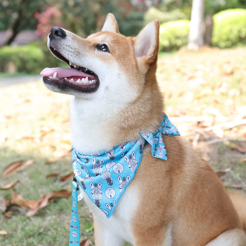 Pet Accessories Free Design Custom Printed Pet Polyester Cartoon Pattern Triangle Scarf Dog Bandana