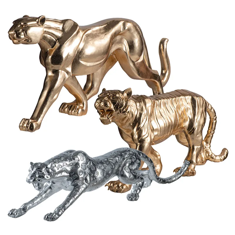 Factory Wholesale Home Decor Resin Tiger Leopard Gorilla Lions Statue Sculpture Large Animal Sculptures
