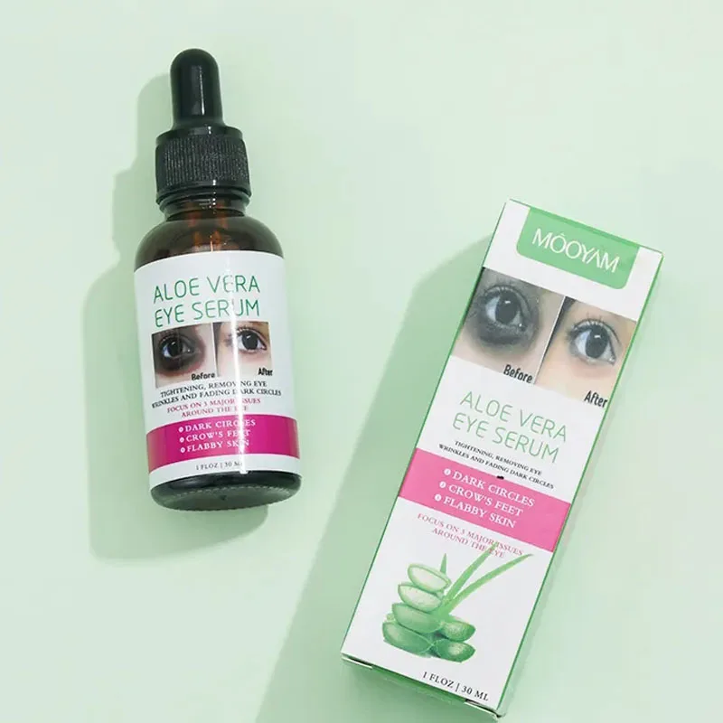 Aloe Extract Remove Dark Circle Eye Serum Anti Wrinkle Fade Fine Line Eye Bags Serum Lift Firming Anti-Aging Eye Skin Care Serum