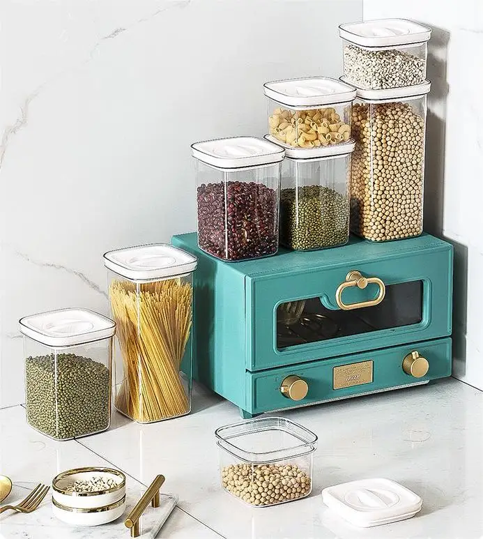 Choice Fun Food grade large moisture-proof sealed tank kitchen transparent square grain storage tank  Clean Food Storage