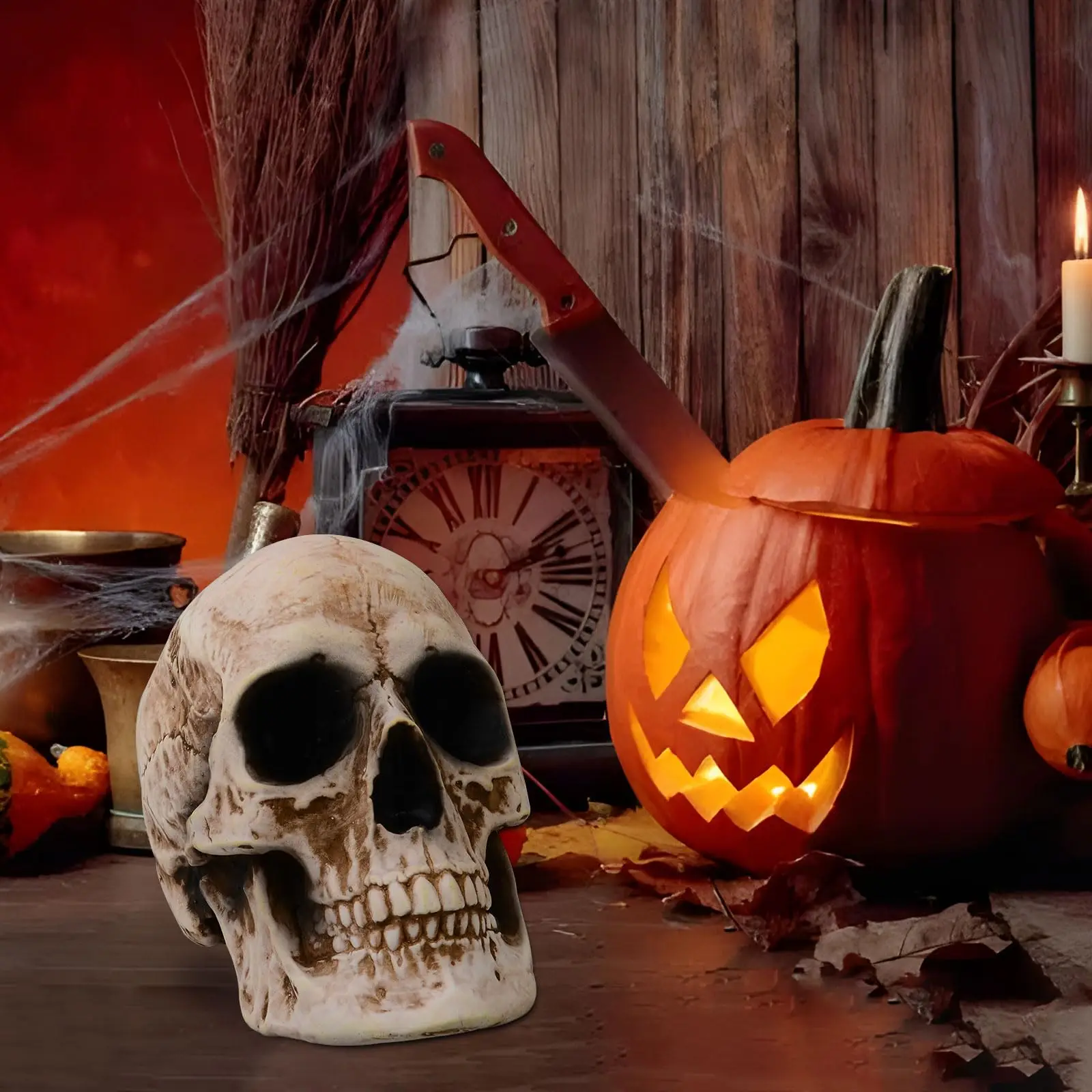 PartyGears Life Size Halloween Skulls Head Decor Realistic Looking Skulls Human Skeleton Head Skull Halloween Home Decoration