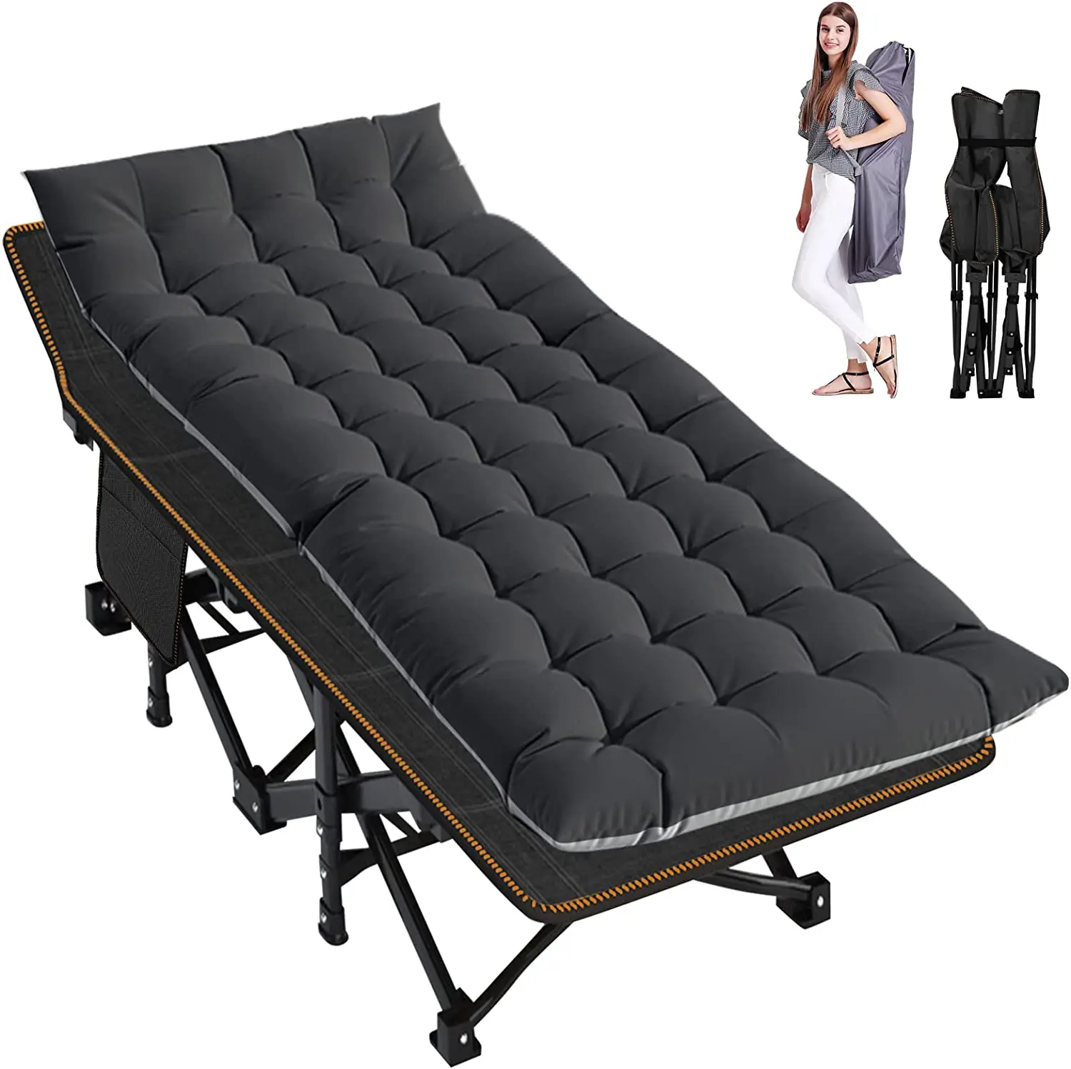 WILD CLOUD Updated 1200D Oxford double layer Fabric Folding Bed Aluminum Cots for Camping Outdoor