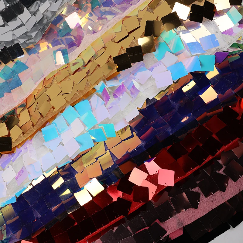 100% полиэстер, жаккардовая Роскошная Тюлевая кружевная вышивка с геометрическим рисунком, 25 мм, квадратная ткань с блестками и бриллиантами