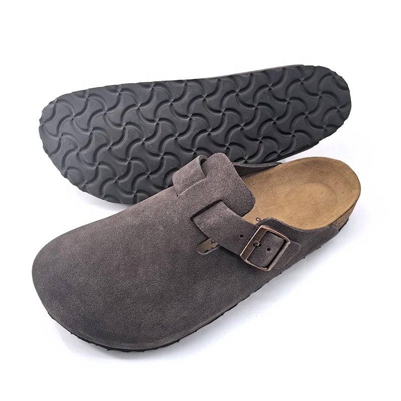 Factory Stock Retro Cork Sole Inner Heightening Slipper Suede Leather Thick Sole Outer Wear Half Soles Ladies Sandals Men Shoes