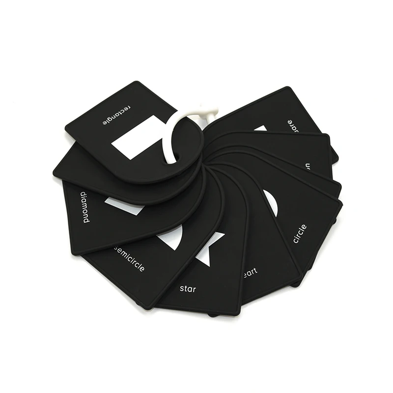 High Quality Baby 100% BPA free Silicone Flash cards with Recognize shape hangable design