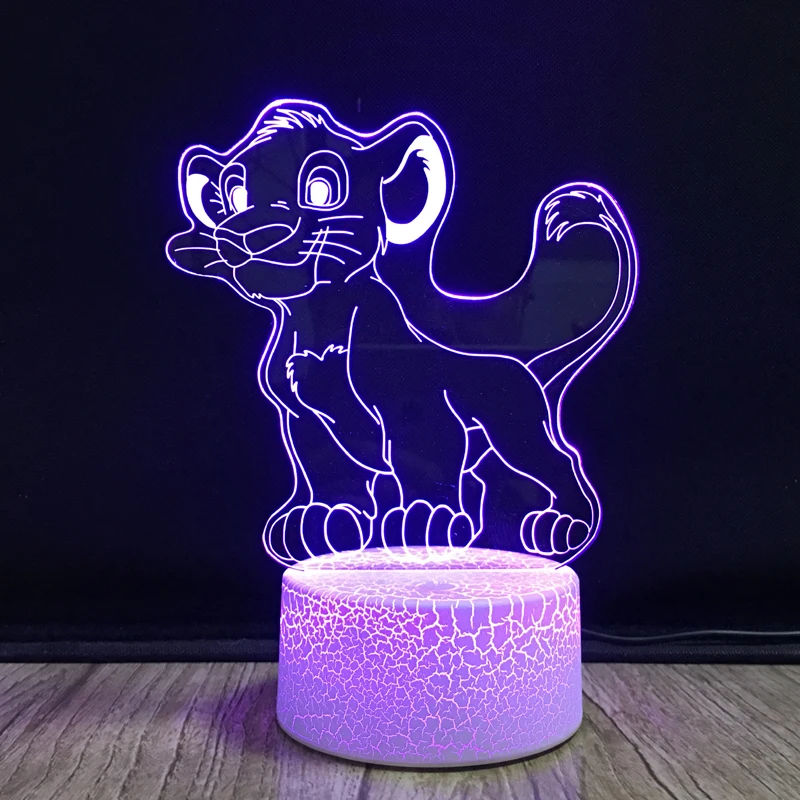 The Lion King Simba 3D Optical Illusion Lamp LED Night Light Boy Kid Toys Childlike Table Lamp