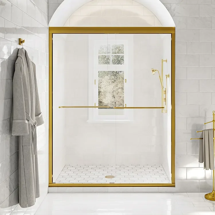 DDP service framed double sliding shower glass door bathroom glass partition hotel shower modern bathroom shower rooms
