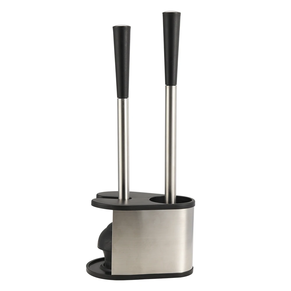 Hot trend stainless steel toilet brush holder and rubber plunger combo