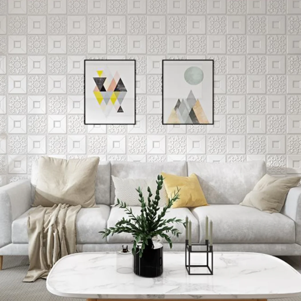 Interior Home Decoration Wallpaper PVC Waterproof Easy to Cut Ceiling Tile Vinyl 3d Wall Panel For TV Background and Ceiling