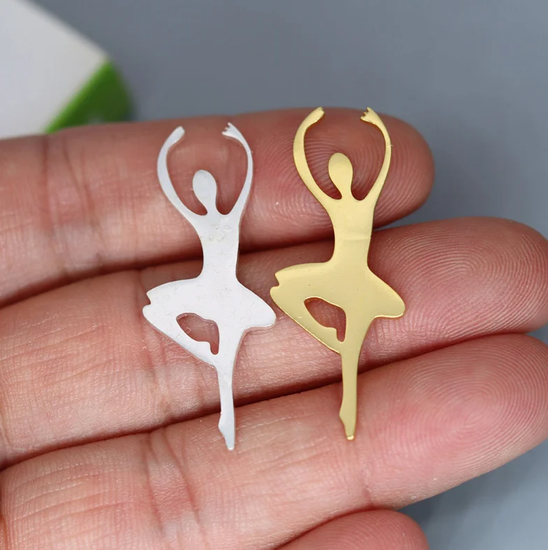 Custom stainless steel fashion dancer accessories gold ballet charms for diy necklace