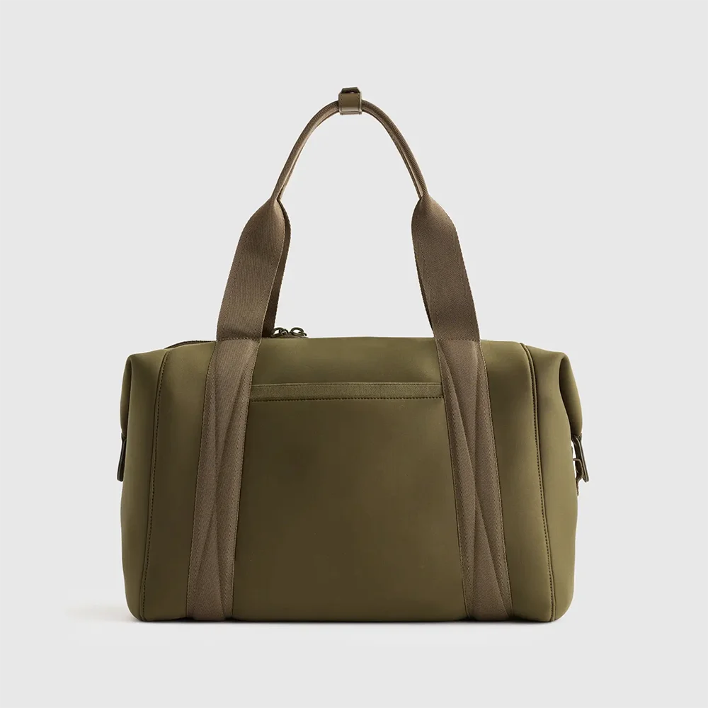 Custom Size Logo Recycled Neoprene Zipper Overnight Travel Duffel Duffle Weekender Tote Bag with Detachable Crossbody Strap