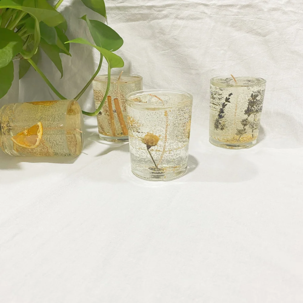 Home Decoration Clear Transparent Gel Wax Candles Glass Cup Aromatherapy Scented Candles Candles