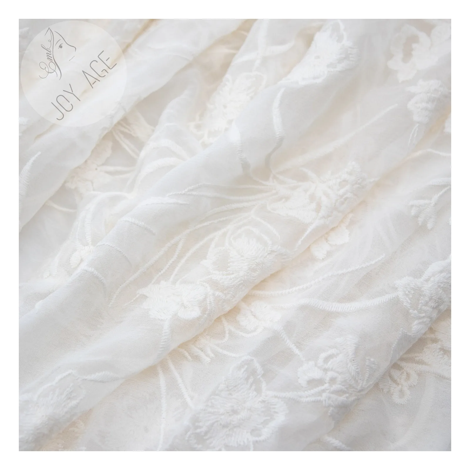 Chinese Factory Supply  Plain Silk Embroidery Lace Flower Multi Coloured Chiffon Fabric For Scarves