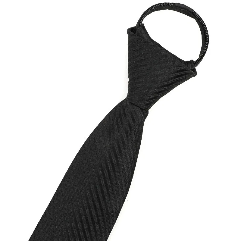 8cm men stripe navy blue polyester silk business tie zipper necktie pred knot shirt accessories cravat gravate