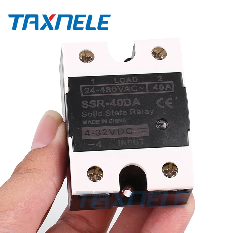 DC To AC SSR-40DA SSR 25DA 10DA Solid State Relay 4-32VDC Input 24-480VAC Output solid state relay Industrial Single black SSR