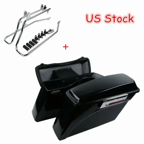 XINMATUO XF2906112-E Hard Saddle Bags Bag W/ Chrome Conversion Brackets For HARLEY DAVIDSON Softail