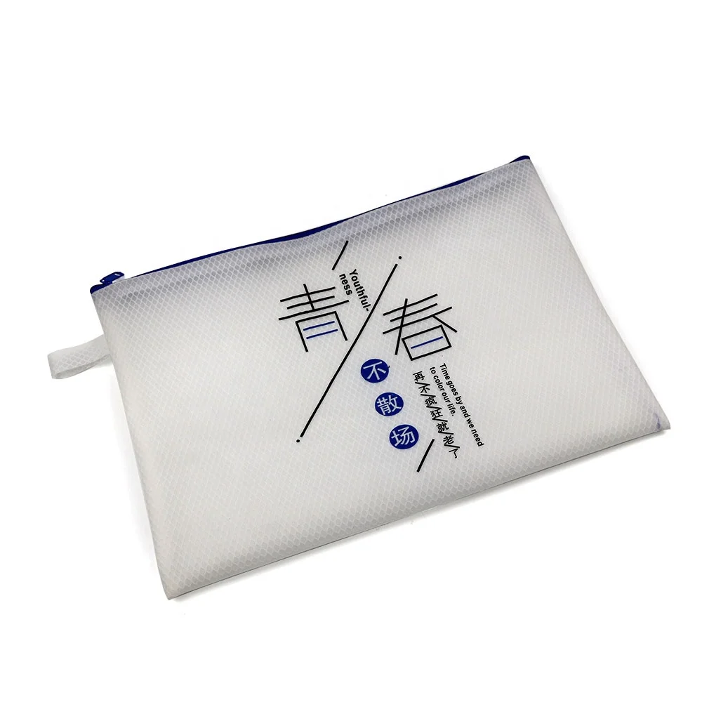 School supplier document plastic organizer bag clear mesh a4 zip lock travel file document bag