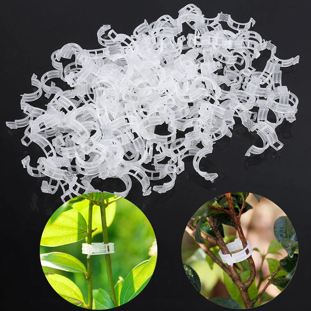 50pcs/set Plastic Plant Clips Supports Connects Reusable Protection Grafting Fixing Tool Gardening Supplies for Vegetable Tomato