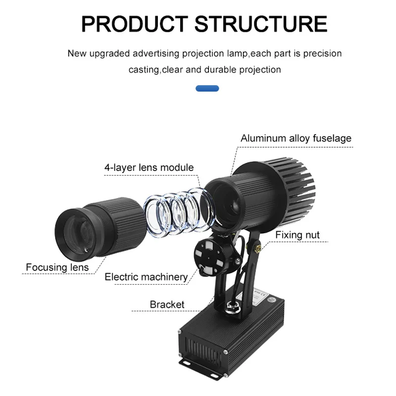 50W Power Advertising Logo Projector With Remote Control  Pattern Projection Lamp Customized Static Indoor LED Gobo Projector