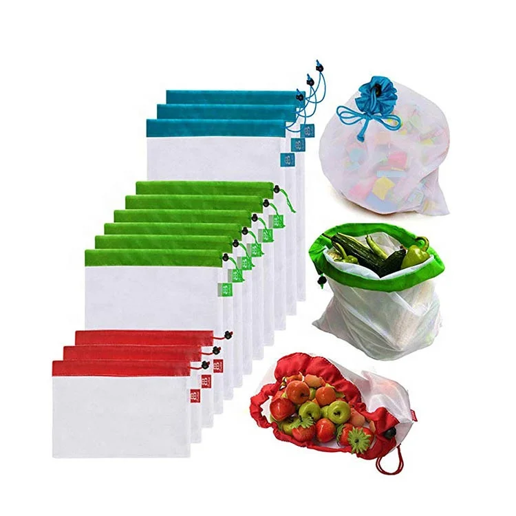 Produce Food Fruit Onion Packaging Bag Reusable Nylon Mesh Bags Potato For Oranges