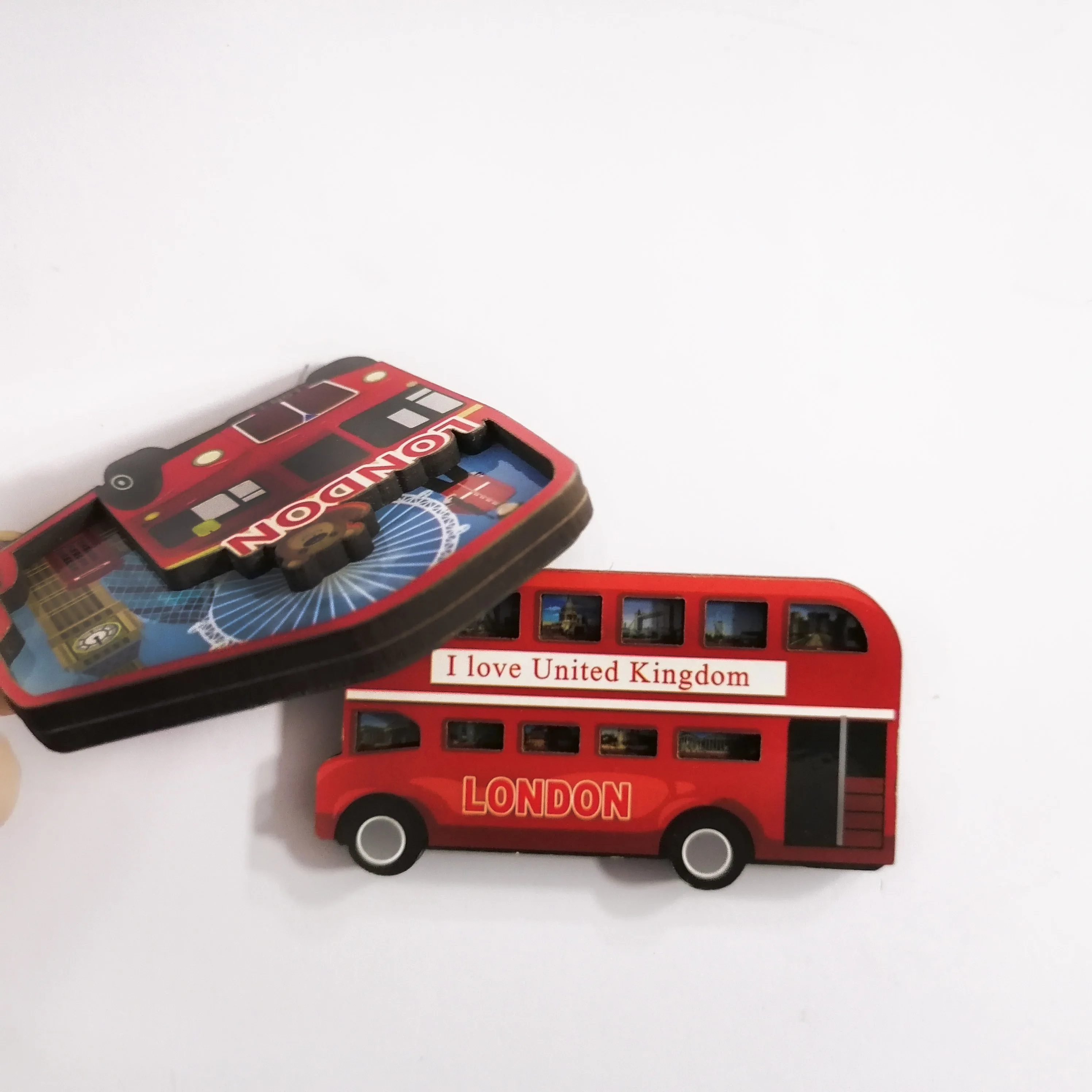 XS Ltd. Custom England London UK City Souvenir Medium 3D Wood Fridge Magnet Magnetic Sticker Foil  Material for Tourist Gifts