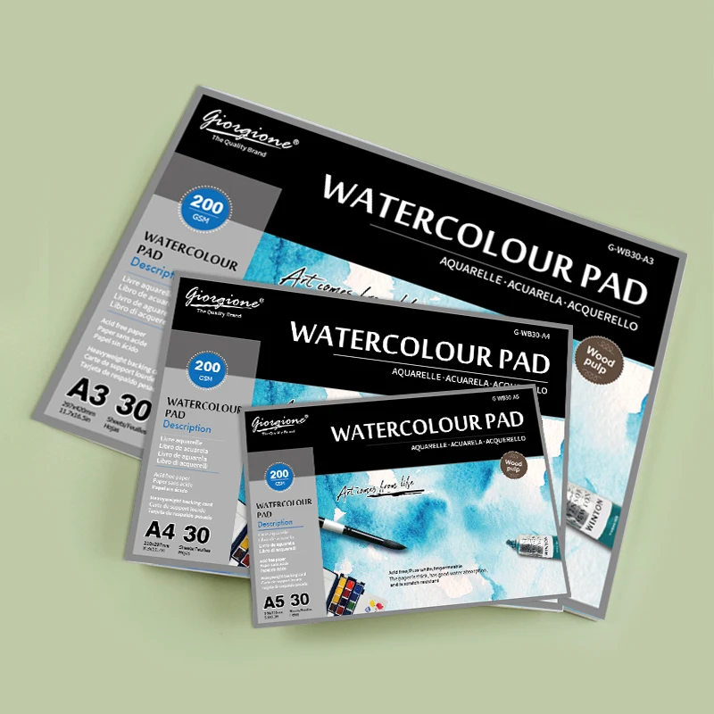Giorgione G-WB30 New Design A3 A4 A5 Size 200GSM Watercolor Pad 30 Sheets Cotton Drawing Paper Book For Art Painting