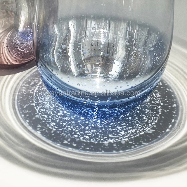 Unique egg shaped electroplating dream star sky glass juice drink colored cups