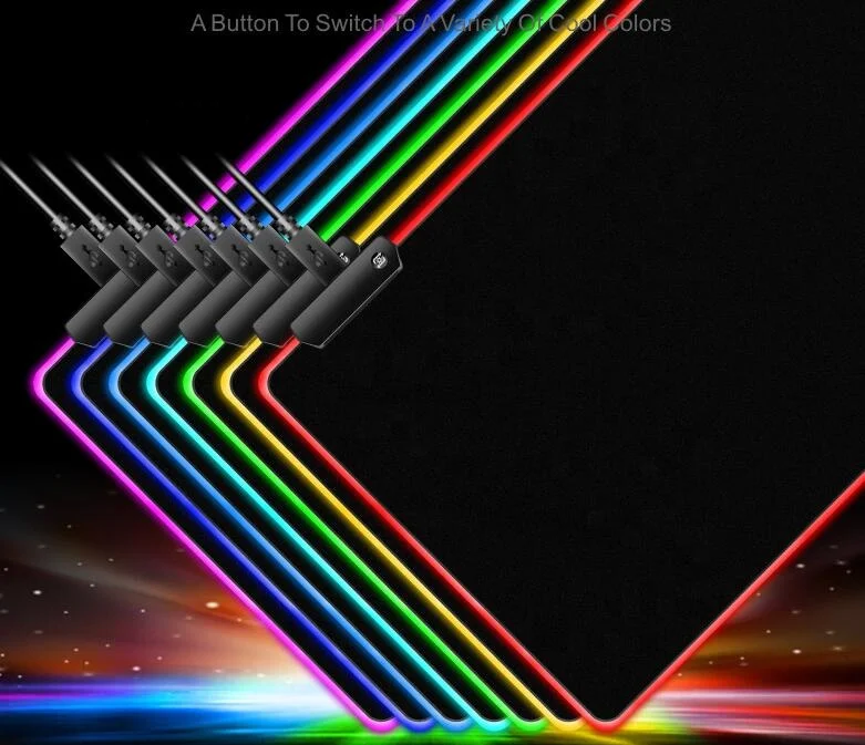 3mm 4mm Thickness Custom Imprint Light-up LED RGB Mouse Pad Desktop Large Size Gaming Mousepad