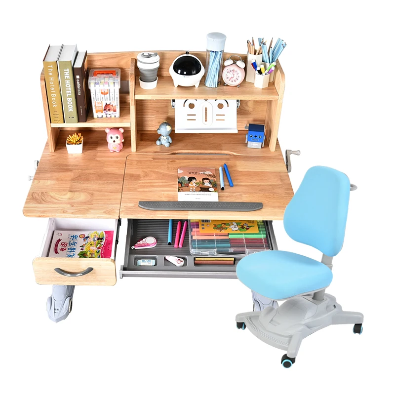 NEW adjustable study table and chair set  wooden  desk with drawers for kids