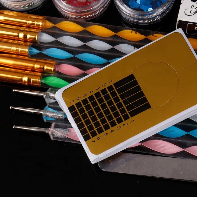 Pro Acrylic Power Manicure Nail Kit Acrylic Liquid Tips Cutter Glitter Rhinestones File Brush Manicure Nail Art Tool Set Gel Kit