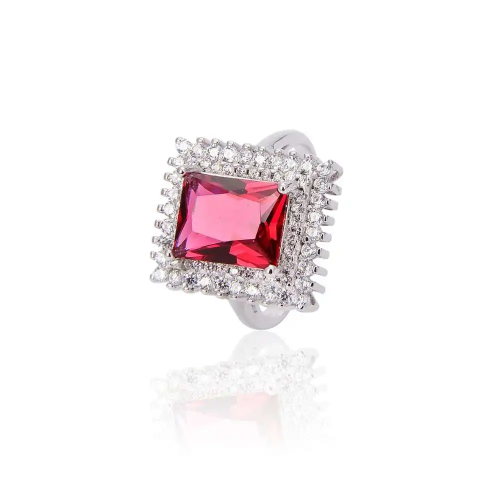 Engagement Wedding Ring Colorful Gem Wide Natural Stone Silver Ring Jewelry Wholesale