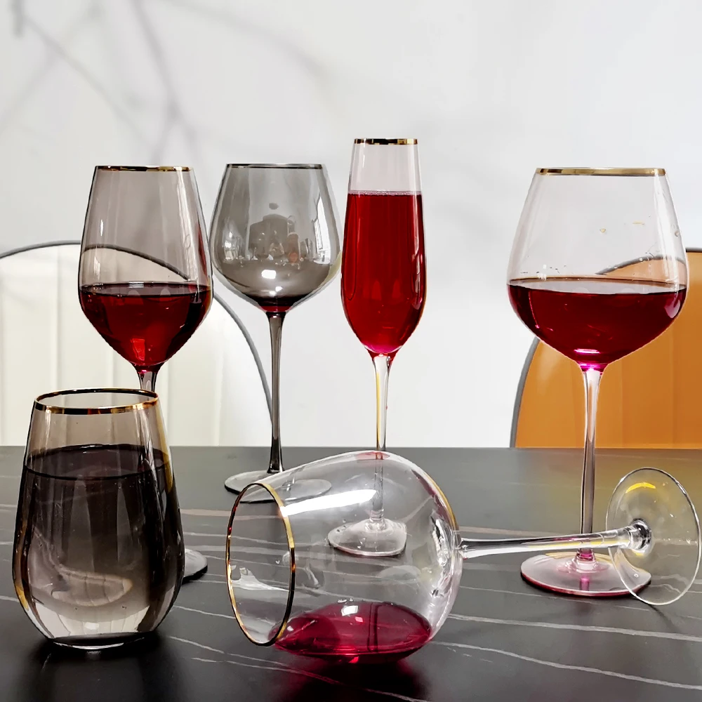 Glassware set wholesale wedding transparent champagne glass cup crystal Premium personalized wine glass set bulk for party