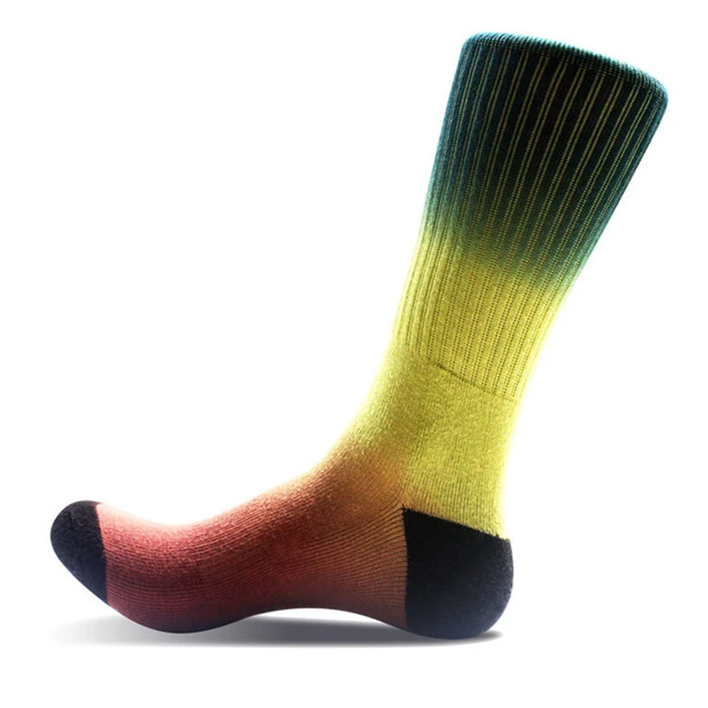 OEM Custom Unisex Gradient Color Socks Men Cotton Crew Sports Socks Long Rib Leg Sports Sox