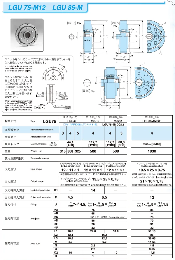 Japan stair mover powered cylinder chain transmission  small motor gear LGU85-M