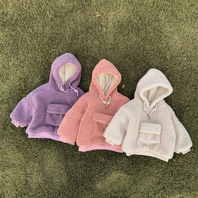 
6138/Newest fashion plush infant girl warm winter sweater hooded thicken toddler girls pullover top 