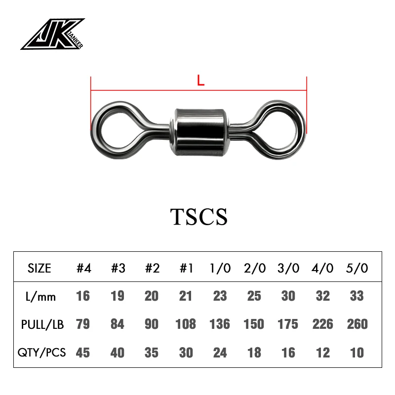 High Quality JK Fishing TSCS Crane Swivel Fishing Accessories Copper Plated With Black Nickel Snap Swivel
