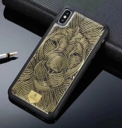 Роскошный чехол для мобильного телефона из углеродного волокна с металлическим рисунком льва оптом