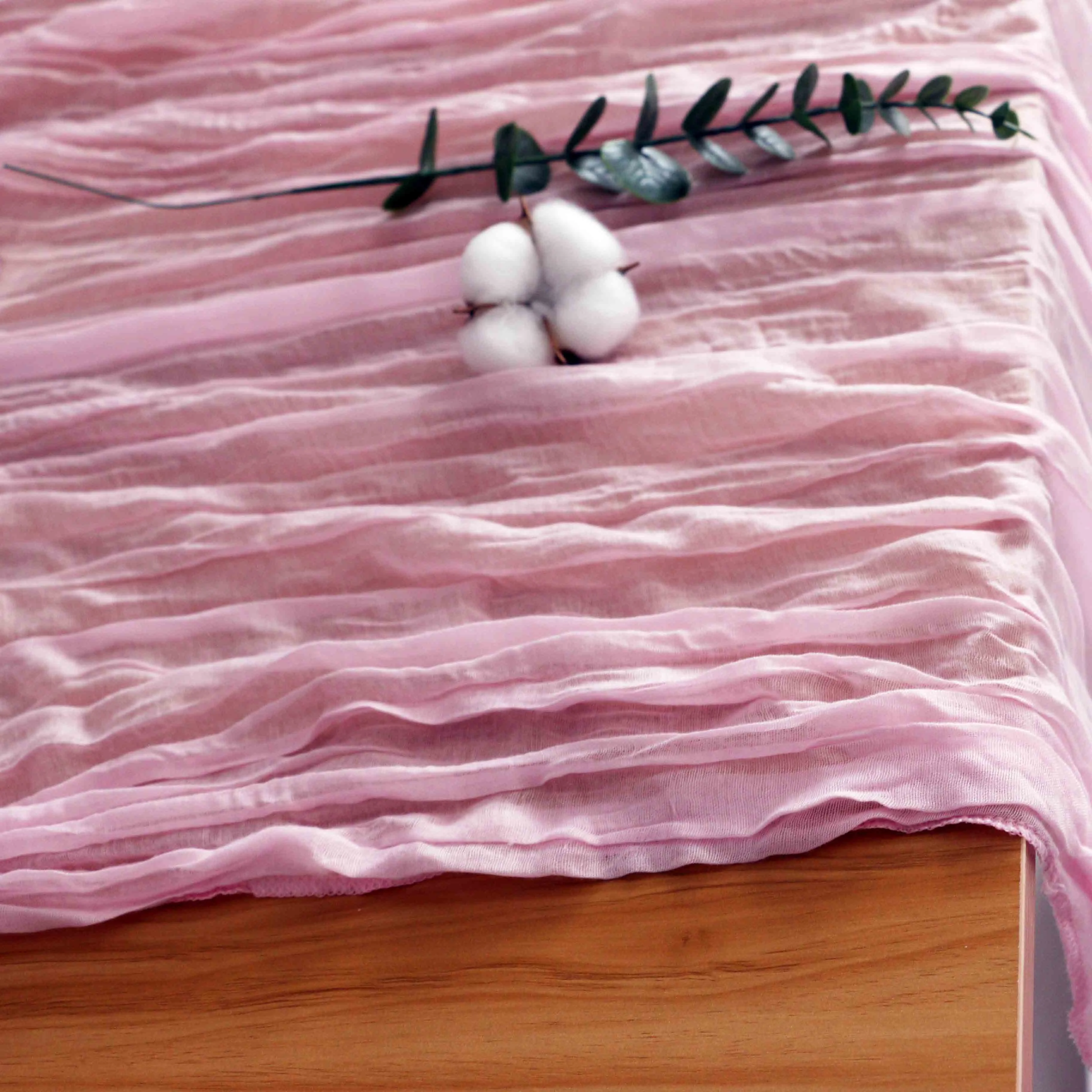 RU110 Baby shower birthday party wedding Christmas 60*400cm pink cheesecloth table Runner