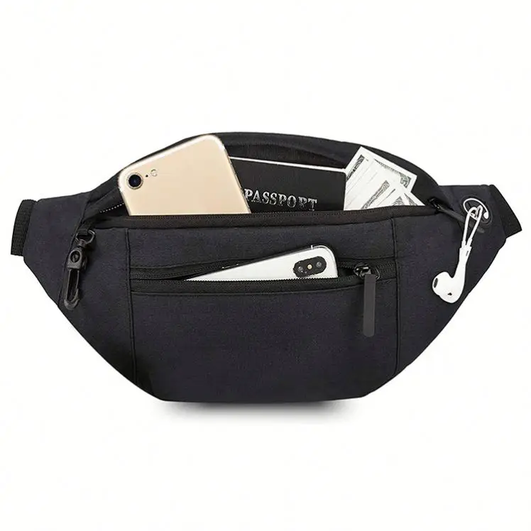 Large Crossbody Sports Running Belt Bag Travel Shoulder Fanny Pack Waist Phone Pouch Bum Wallet Waist Bag with 4 Zipper Pockets