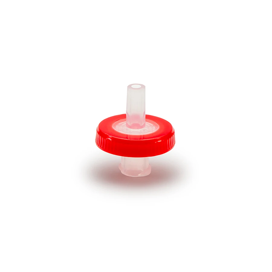 high quality red or orange 0.22um 0.45um 13mm PTFE membrane syringe filters for laboratory Research 100pcs/pack