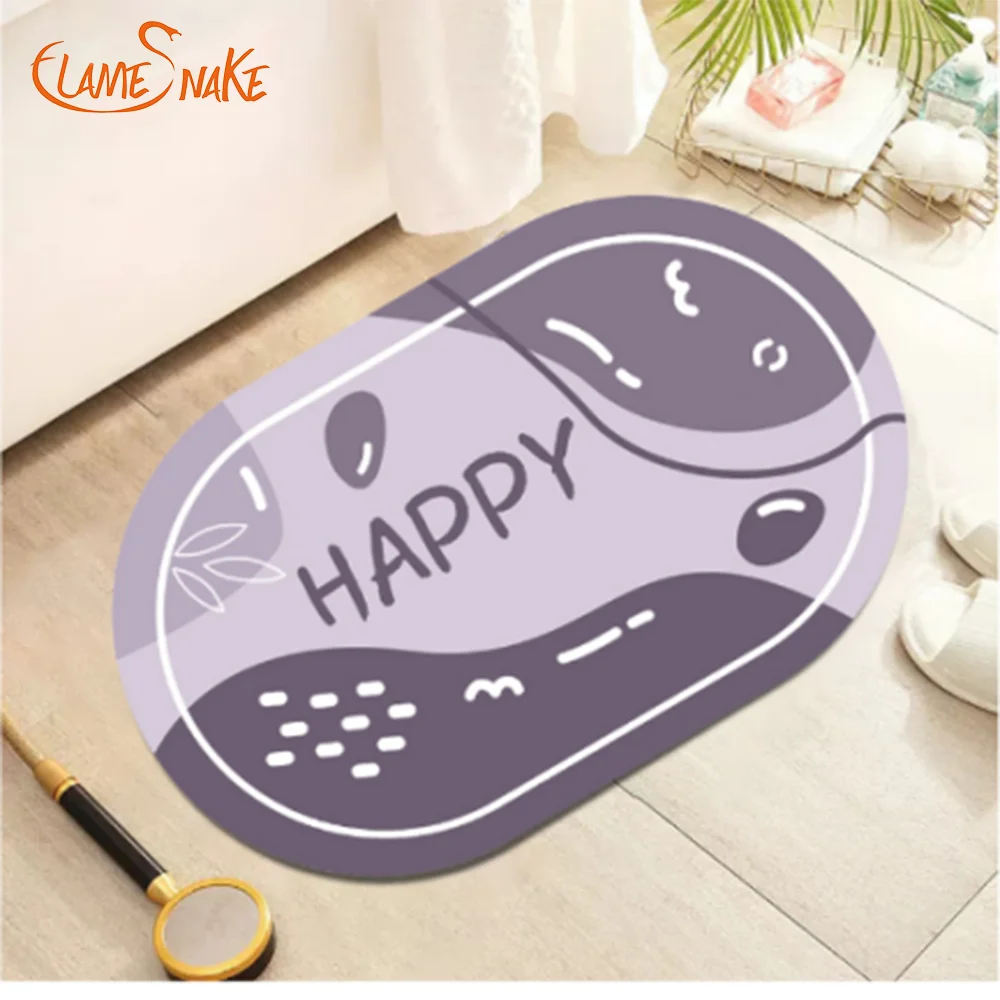 Custom sized oval bathtub diatomaceous earth absorbent floor mat