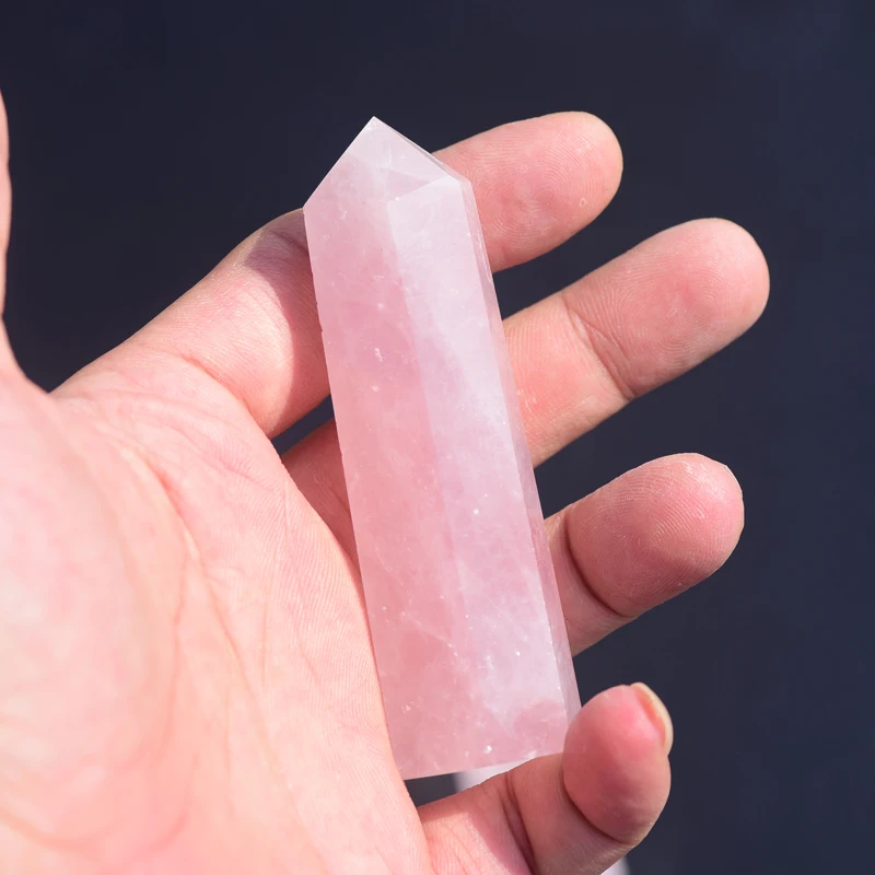 Natural Rose Pink Quartz Reiki Gemstone Healing Points Rose Crystal Wands