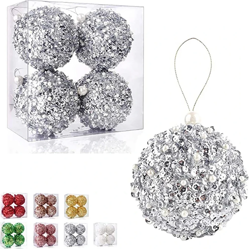 New Design Luxury 8cm White Foam Christmas Ball Ornaments Christmas Tree hanging Decorations