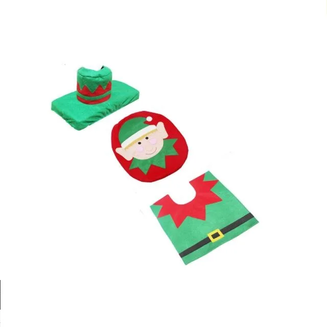 Рождественская Крышка для унитаза и набор ковров-Санта-олень для Рождественского украшения