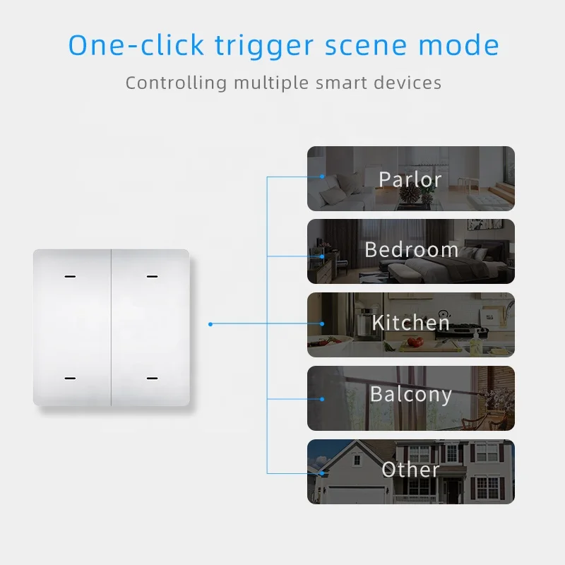tuya smart APP zigbee switch 4gang Free to install double click Battery life  scene switch