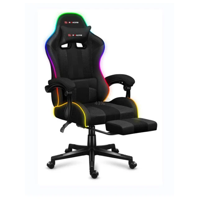 Wholesale Black Silla Gamer Racing Chair RGB Gaming Chair Computer Gamer Chair PC With Footrest
